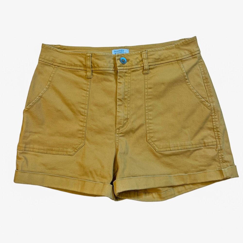 Market & Spruce Camellia High Rise Utility Shorts Mustard Yellow - Size 10